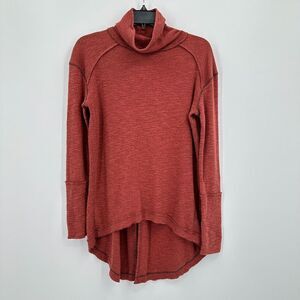 We The Free Tunic Top Womens Small Red Cowl Neck Split Back Boho Oversized Flowy